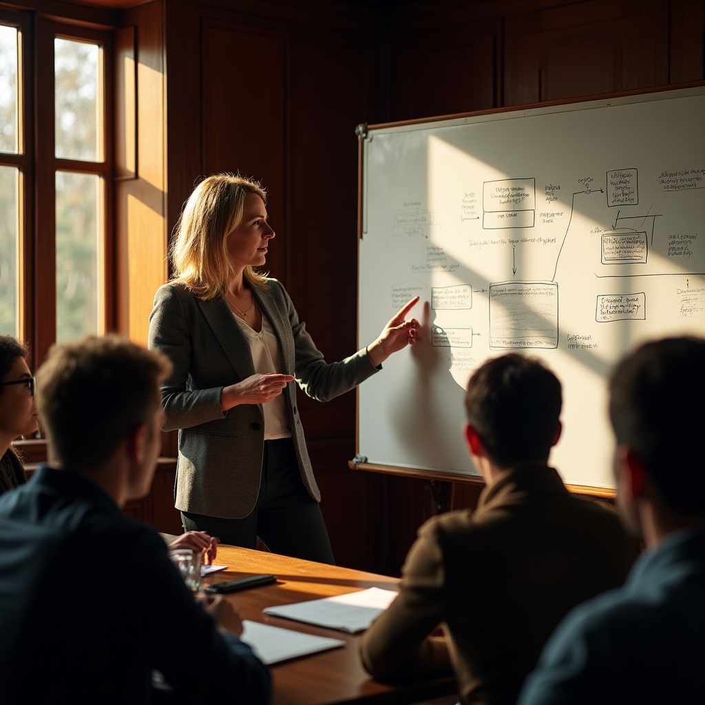 Facilitátor vedie skupinovú diskusiu na workshope